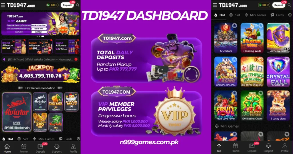 TD 1947 game dashboard